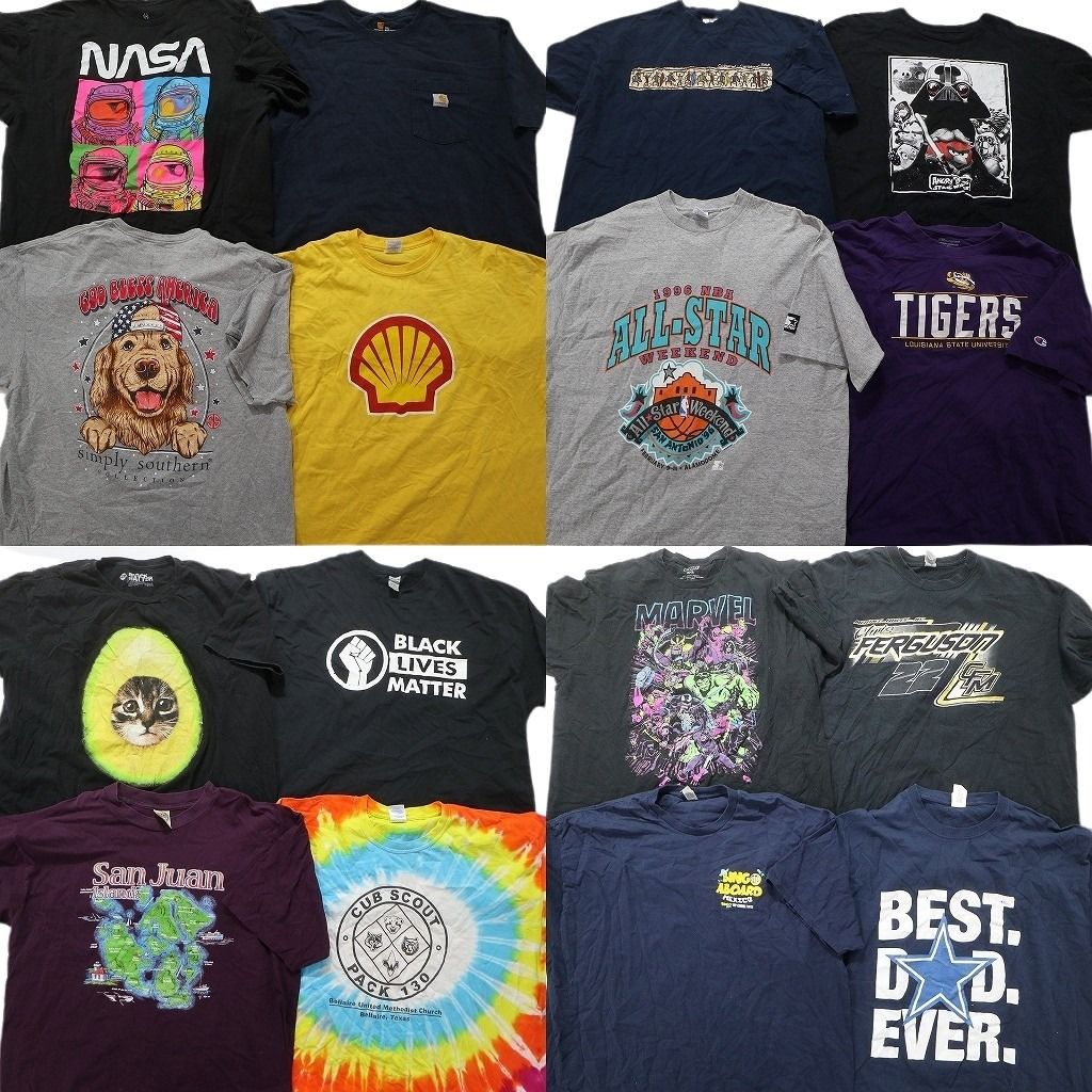 古着卸 まとめ売り カラーmix プリント 半袖Tシャツ 16枚セット (メンズ 2XL ) NASA 企業 カーハート チャンピオン アニマル MU2703