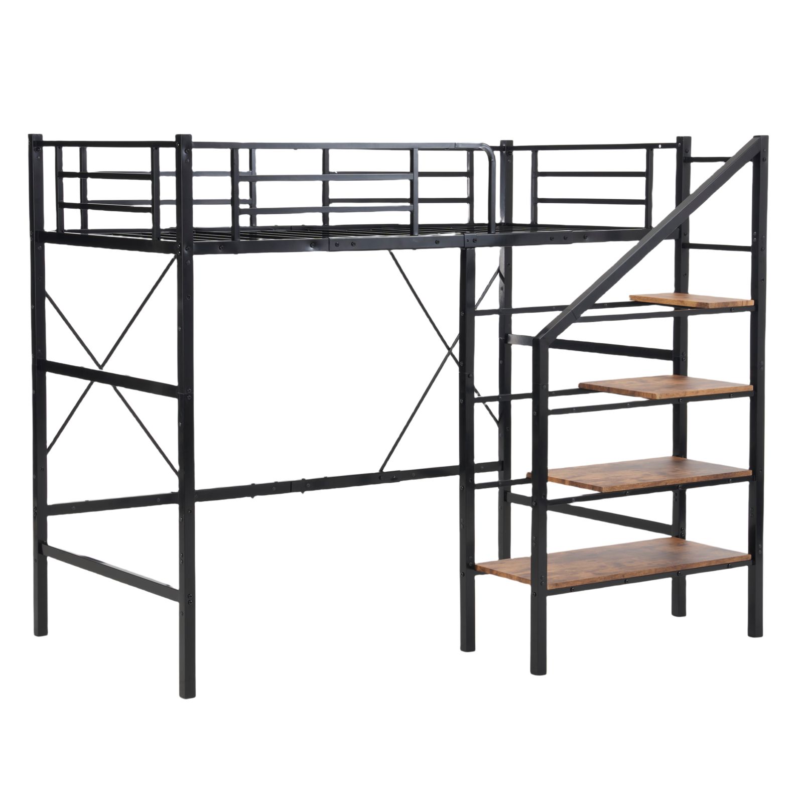 14%割 S ロフトベッド 階段付き S パイプベッド シングル 収納 スチール 耐震 ベッド シングル パイプベッド パイプベッドフレームのみ Sシングル