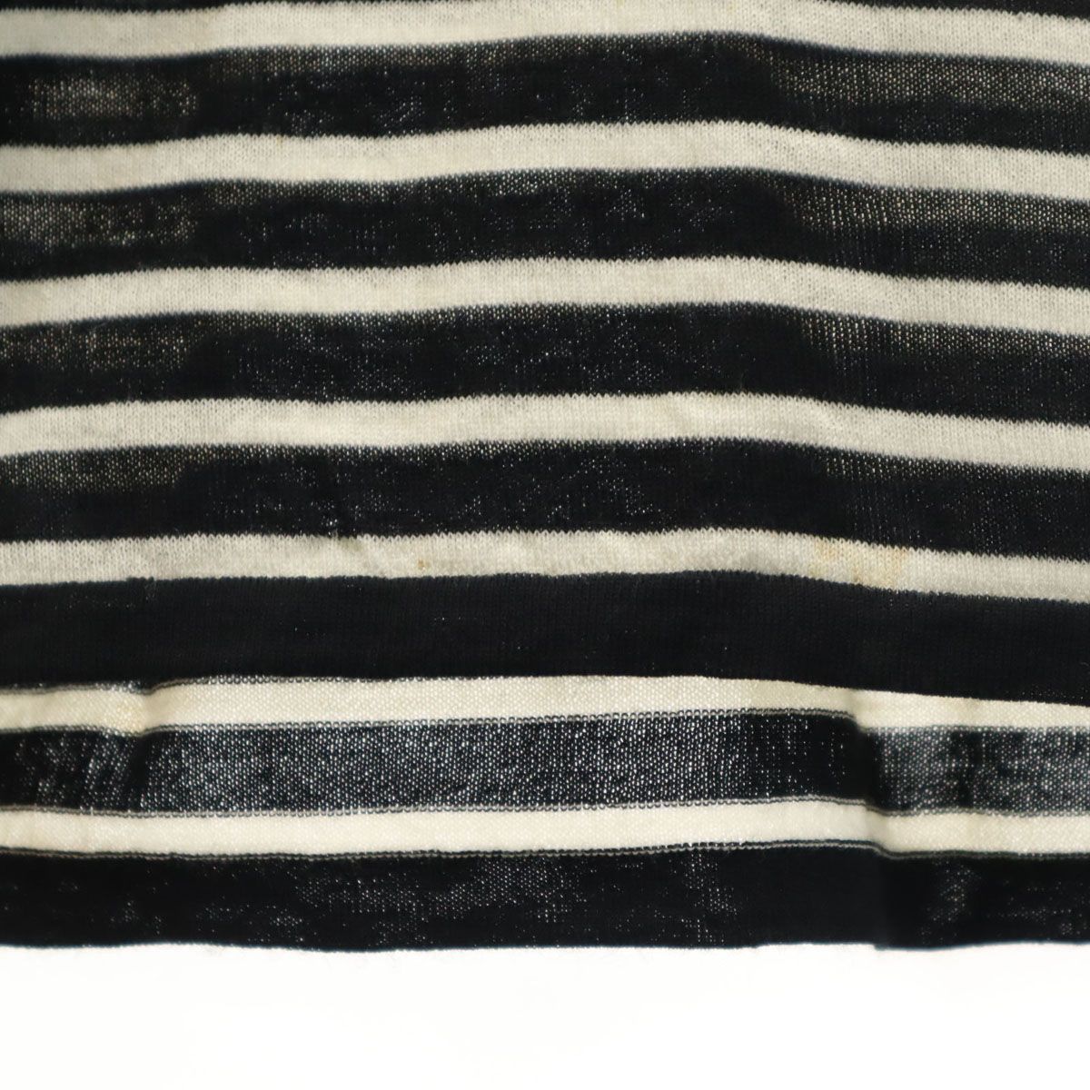 SAINT LAURENT サンローラン イタリア製 ボーダー柄 半袖 Vネック ニット XS ブラック レディース 古着 中古 SAINT LAURENT サンローラン イタリア製 ボーダー柄 半袖 V