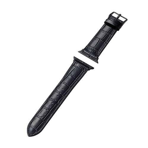 【新品・5営業日で発送】エレコム Apple Watch 41/40/38mm/バンド/ハイブリッドレザー/クロコブラック(AW-41BDLHVCRB)