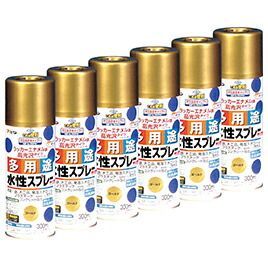 水性多用途スプレー ゴールド ６本 565365 アサヒペン