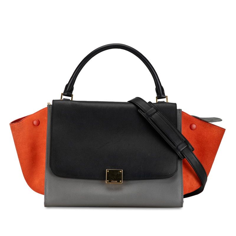 セリーヌ トラペーズ ハンドバッグ ショルダーバッグ 2WAY 174683 グレー ブラック オレンジ レザー スウェード レディース CELINE【1-0153367】  - メルカリ