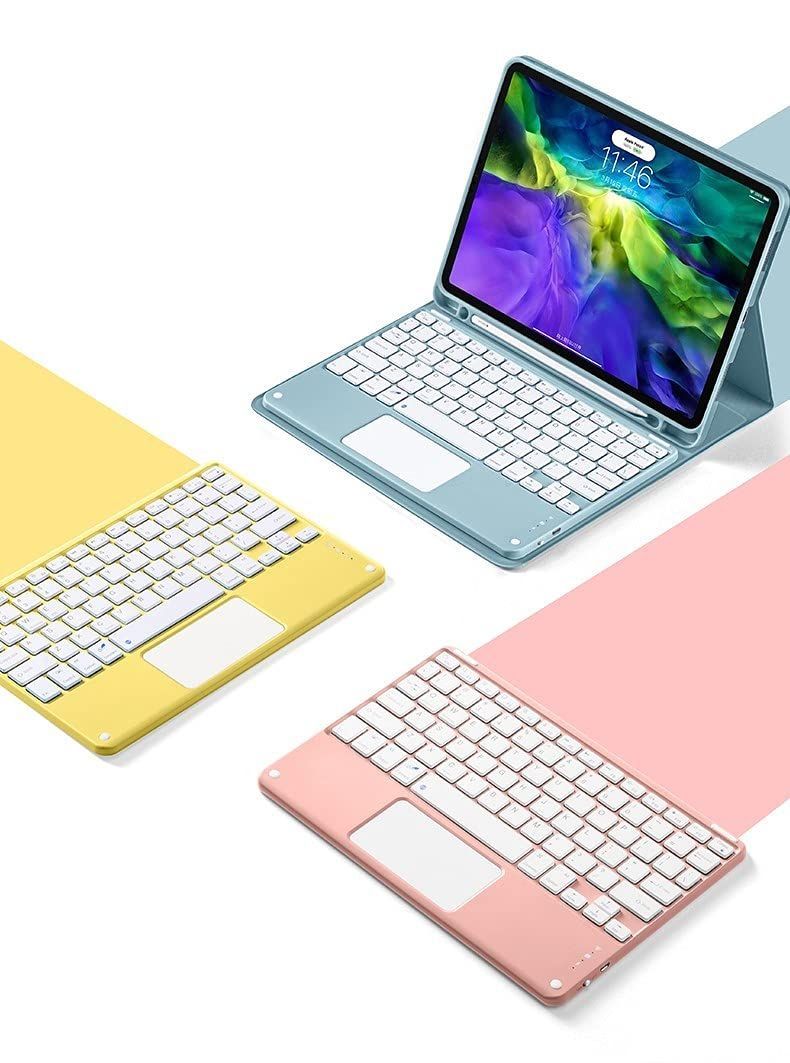 タッチパッド付き お洒落 第3世代 iPad Pro11 2021キーボード ケース Bluetooth キーボードカバー マグネット 分離式 ペンシルホルダー 2020|2018 アイパッド プロ11カバーキーボード付き カラフル おしゃれ マ