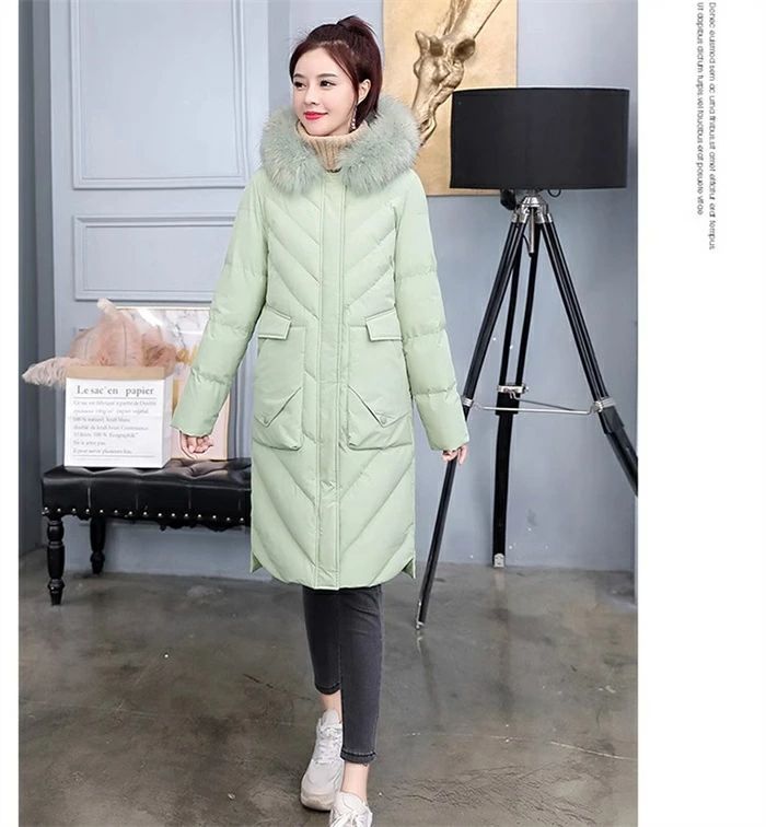 ダウンジャケット レディース ファー付き ダウンコート フード付き 防寒防風 暖かい 長袖 アウター 秋服 冬服 ロングコート 体型カバー 秋 GULLKHAN_COM