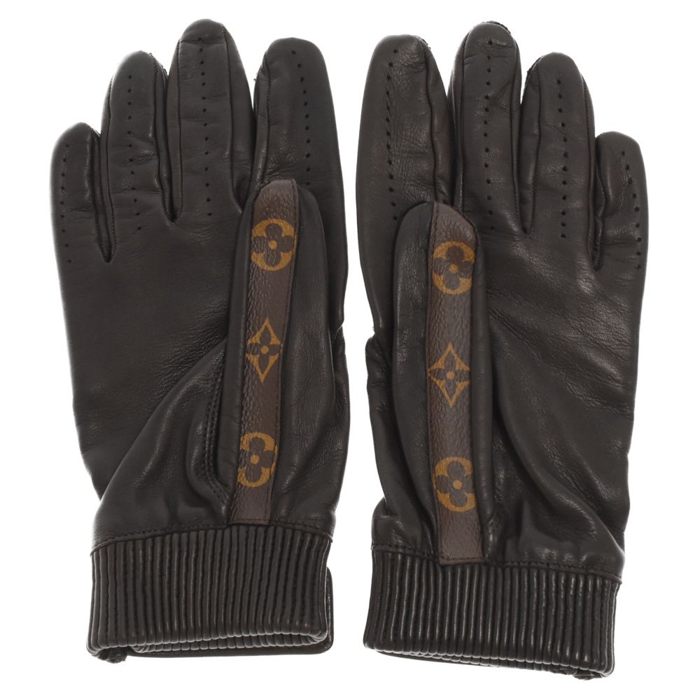 LOUIS VUITTON ルイヴィトン 17AW×Supreme Monogram Leather Gloves シュプリーム モノグラム レザー グローブ 手袋 ブラウン MP1893