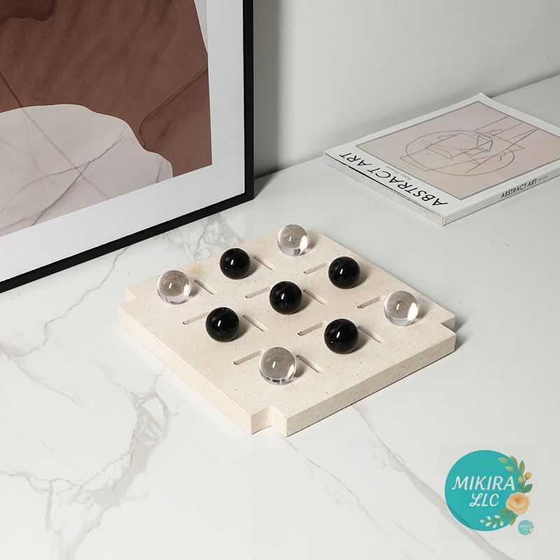 モダンスタイル侘寂スタイルおしゃれな九珠棋盘大理石インテリアオブジェ展厅オフィス室コーヒーテーブル桌面设计感装飾インテリアオブジェ