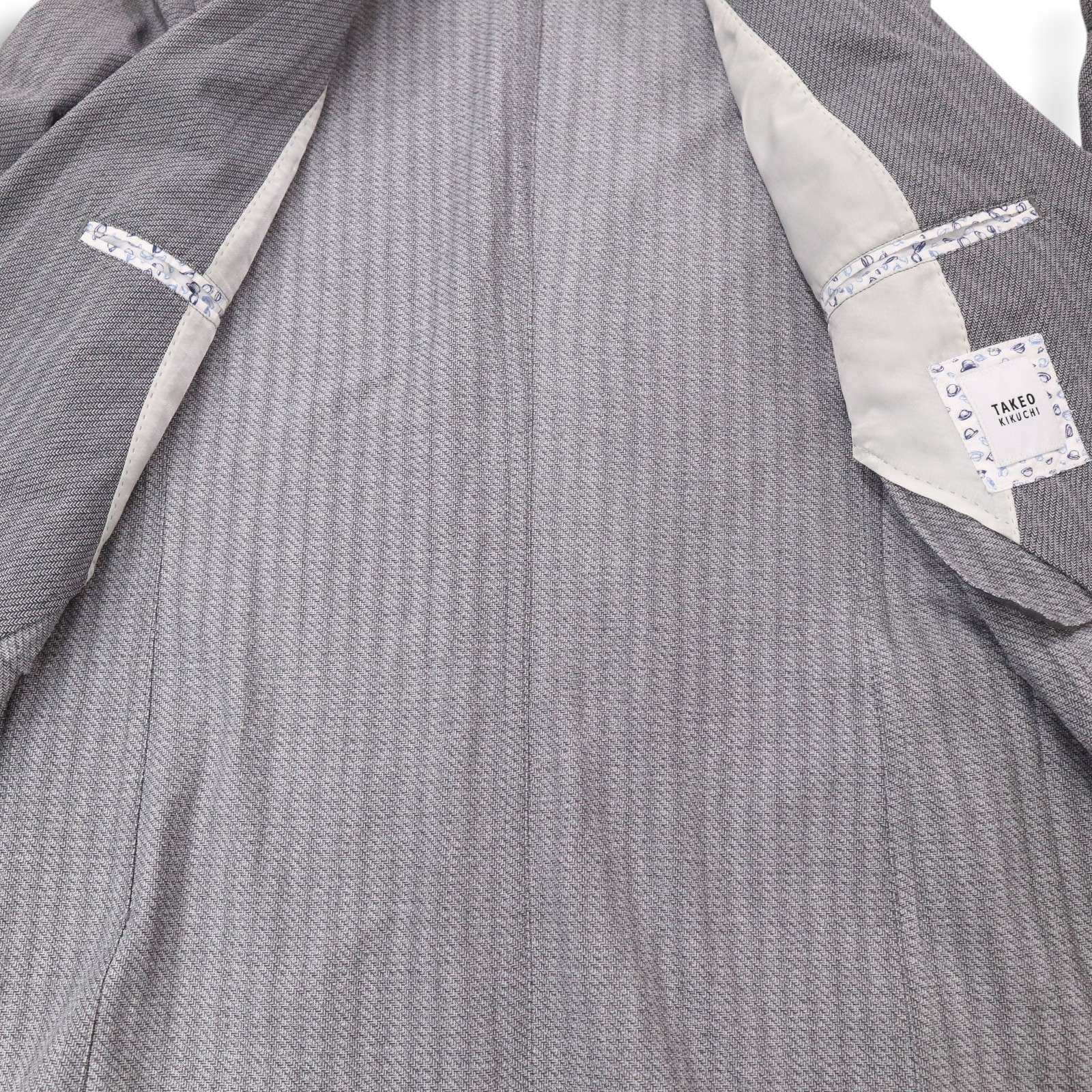 【未使用級】タケオキクチ スーツ セットアップ ヘリンボーン グレー M TAKEO KIKUCHI（タケオキクチ） セレモニースーツ セットアップ 入学式