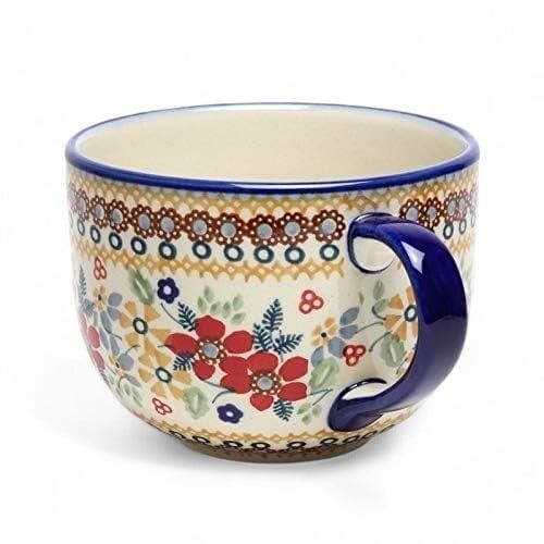 ポーリッシュポタリー 花柄カフェオレボウル