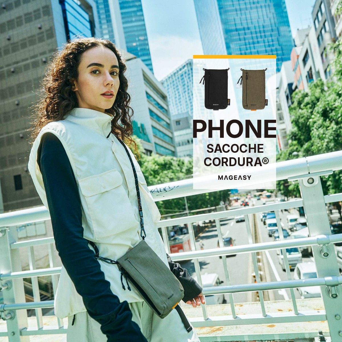 スマホ サコッシュ ストラップ 無し ショルダーストラップ 紐 取り付け 可能 ポーチ 収納 ポケット 付 小物入れ メンズ レディース 対応 MagEasy PHONE SACOCHE