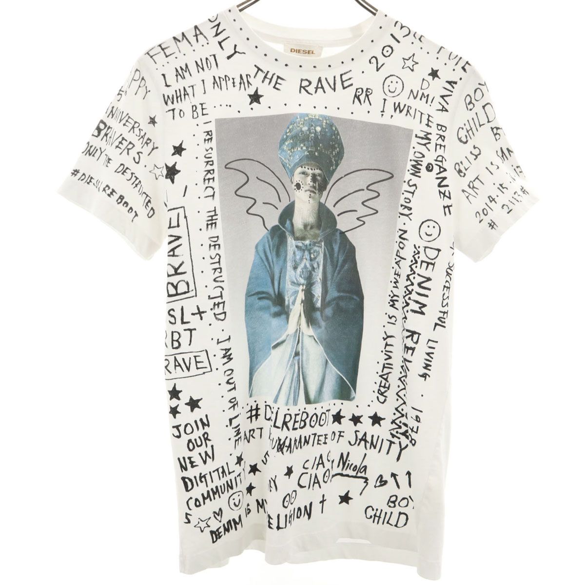 DIESEL ディーゼル 半袖 Tシャツ M ホワイト メンズ 古着 【公式通販】