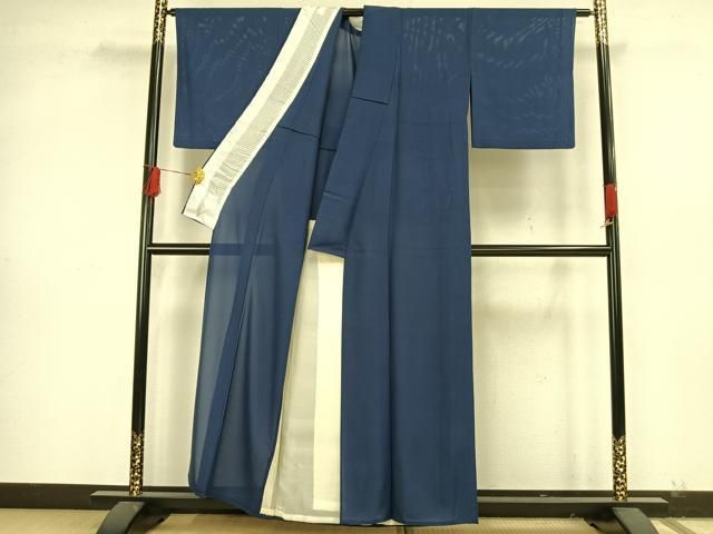 平和屋着物＊夏物 色無地 絽 青藍色 正絹 逸品 AAAW7995fy