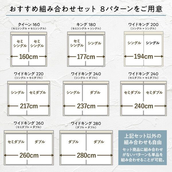 ベッド ワイドキング 240(S+D) ベッドフレームのみ グレージュ 低床 連