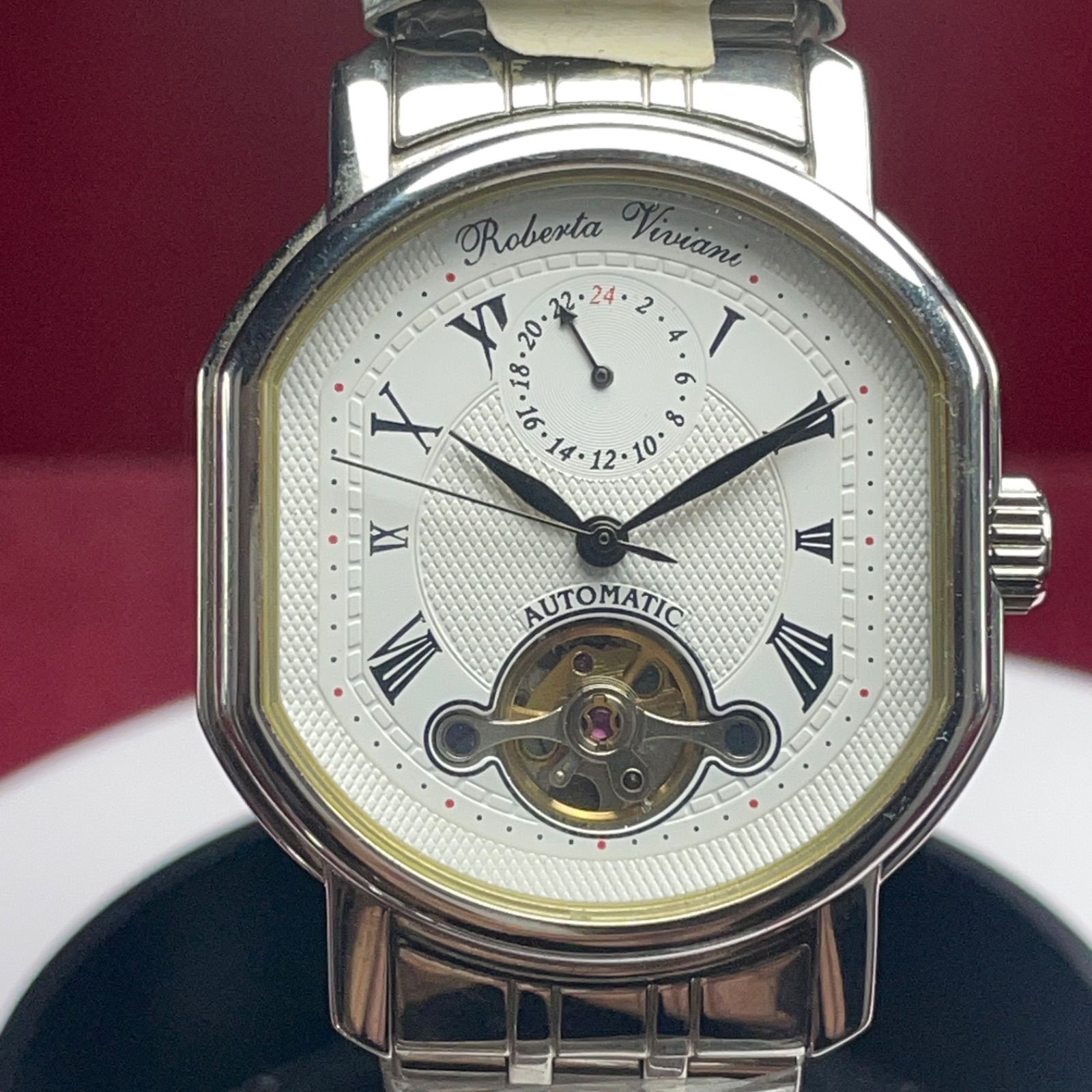 レア 未使用 Roberta Viviani 自動巻 24時間表示 純正ベルト 360g ファッション レア 未使用 Roberta Viviani 自動巻 24時間