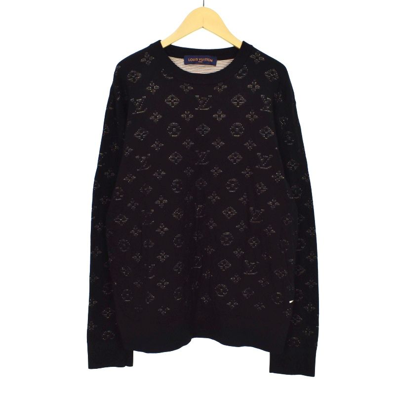 Louis Vuitton ブラック ニットセーター M ルイヴィトン LOUIS VUITTON 20SS ドロップニードル モノグラム
