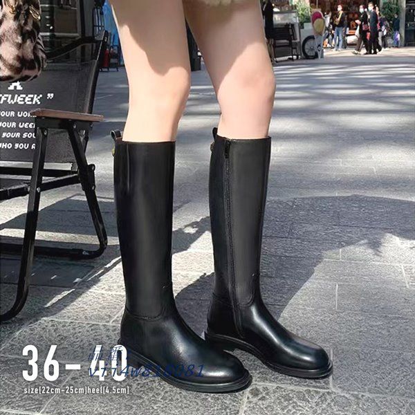 ロングブーツ レディース 秋 冬 ヒール きれいめ シンプル ストレートジョッキーロングブーツ カジュアル 韓国ファッション おしゃれ 韓国コーデ 高見え vii 4 w 818081