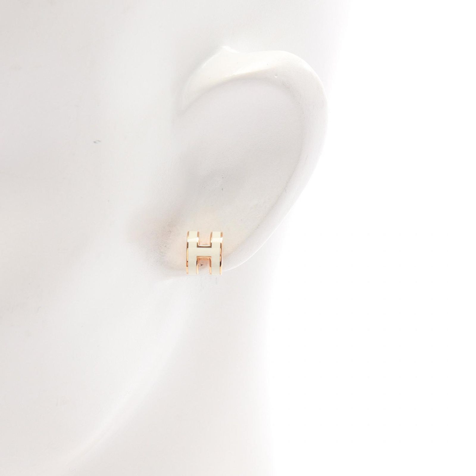 エルメス HERMES ピアス MINI POP H ミニポップアッシュ ホワイト GP