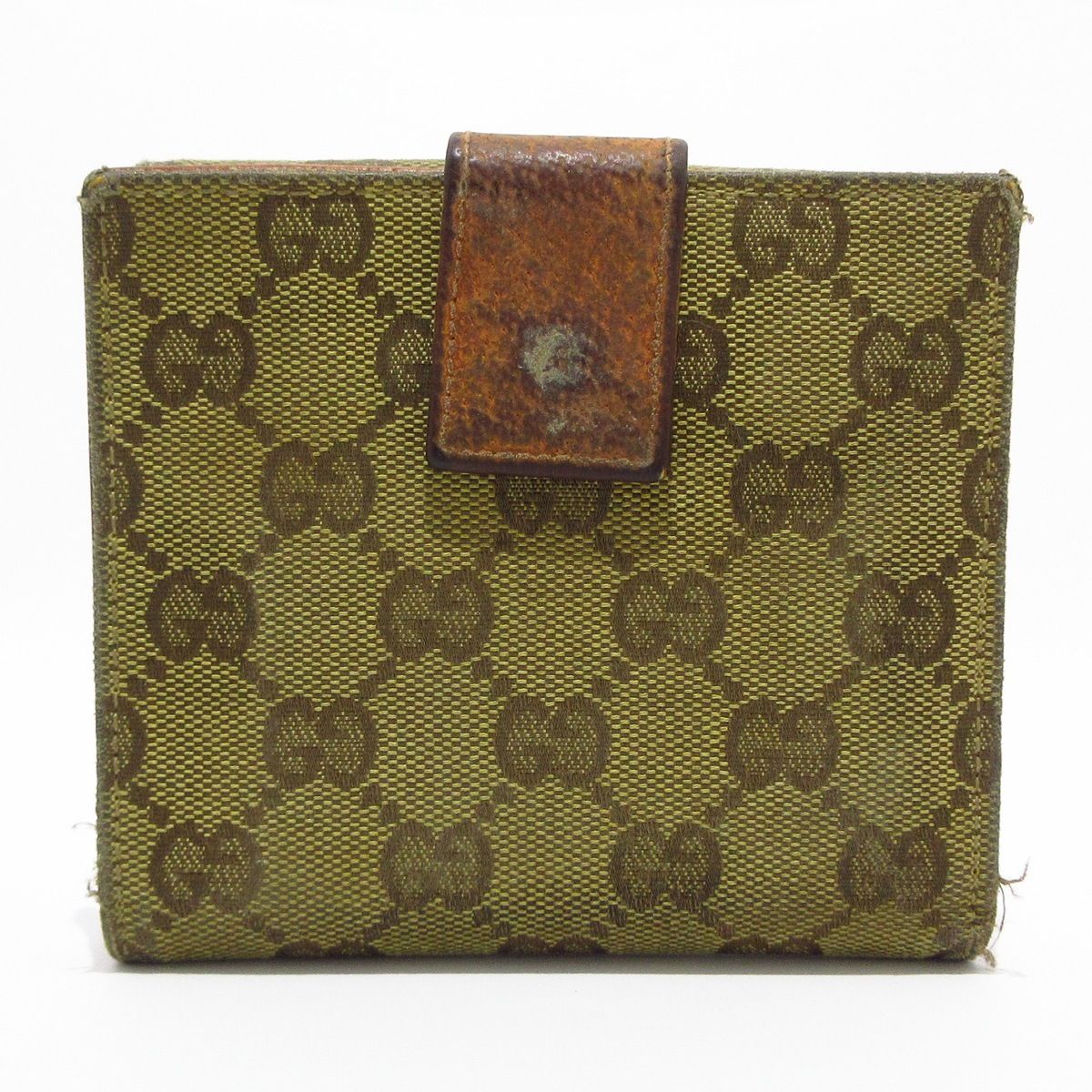 GUCCI(グッチ) 2つ折り財布 GG柄 ブラウン×ベージュ レザー