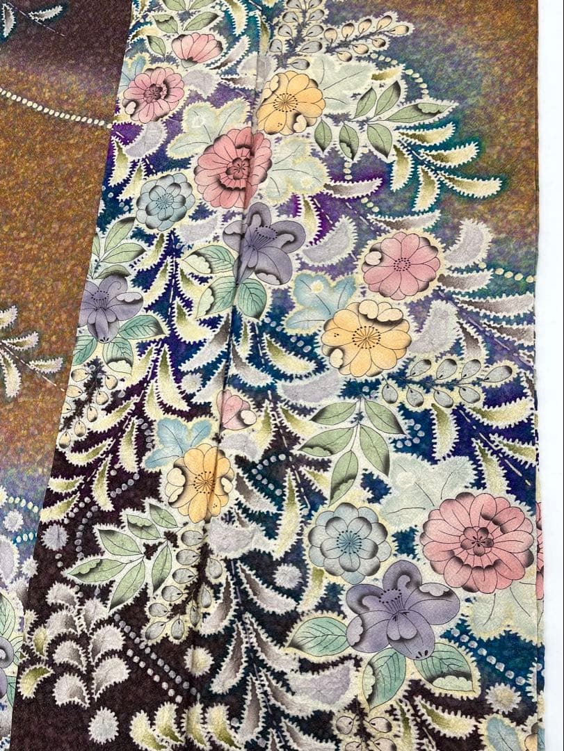 訪問着 辻ヶ花 絞り加工 銀通し 正絹 X507 - メルカリ