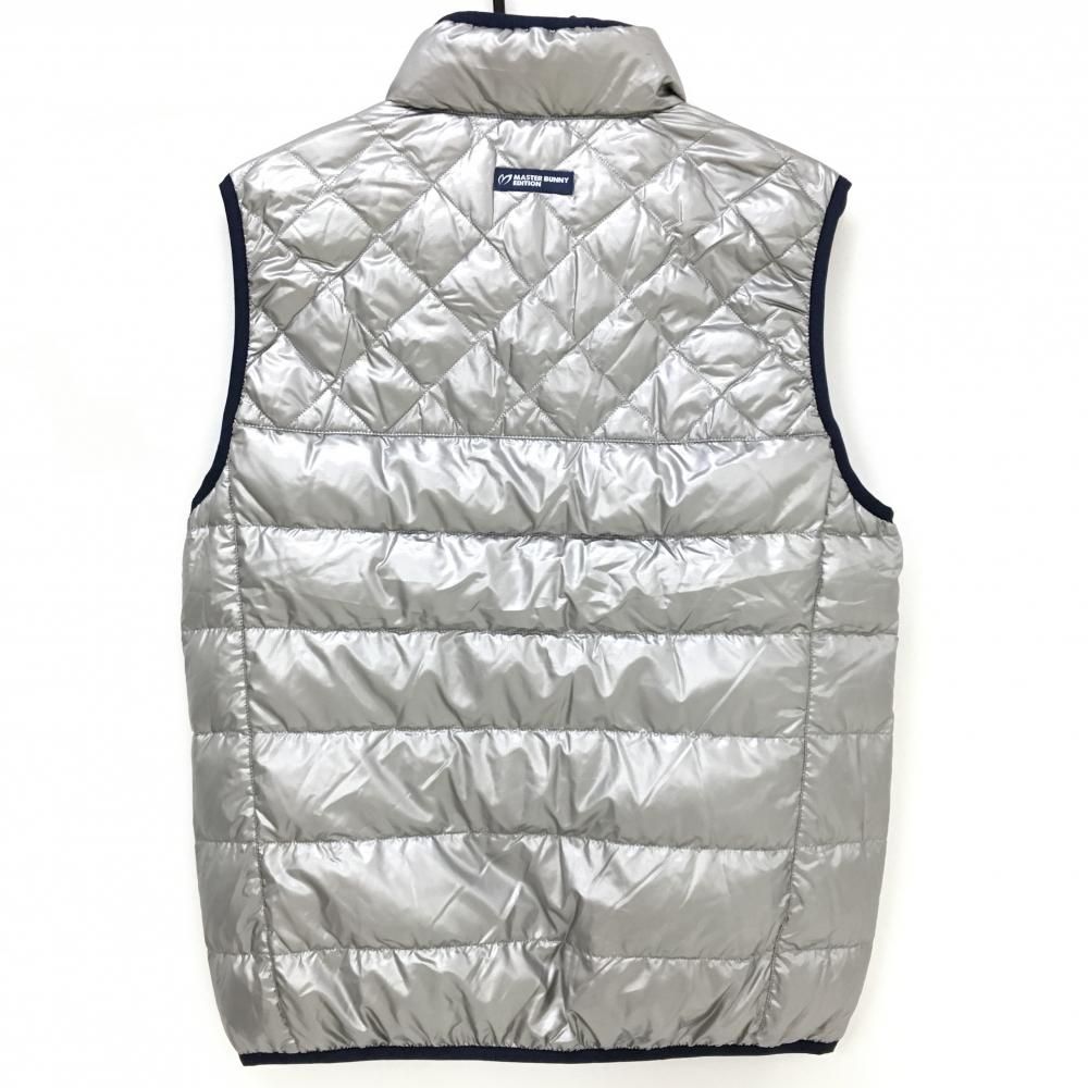 美品 MASTER BUNNY EDITION シルバー ダウンベスト サイズ5 マスターバニー ダウンベスト シルバー×ネイビー ロゴレッド