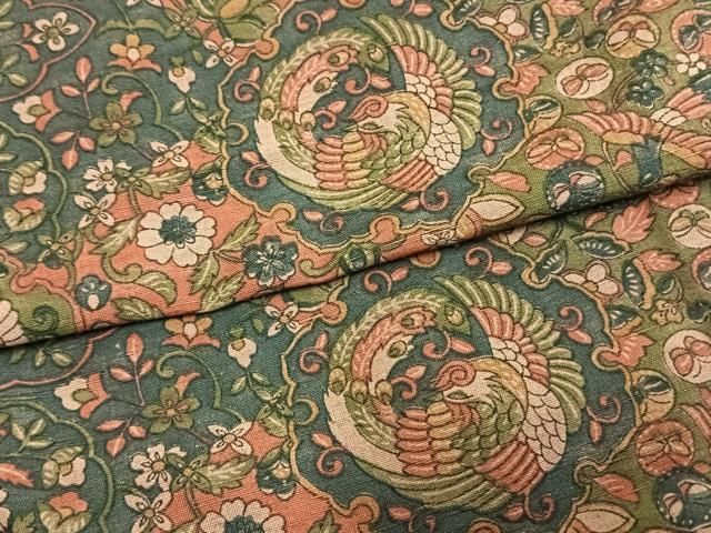 平和屋着物▽上質な小紋 単衣 紬地 草花文 正絹 AABA7482fy WWW_WOWDIGSITE_COM