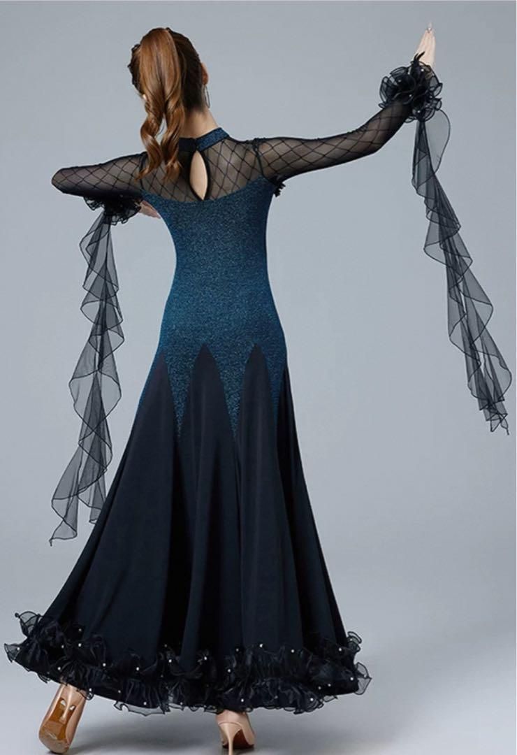 スタンダードドレス✨胸パット付き！ダンスパーティ、発表会、デモ、競技会に！ 25年新作 新品未使用 スタンダードドレス競技会 発表会 練習着