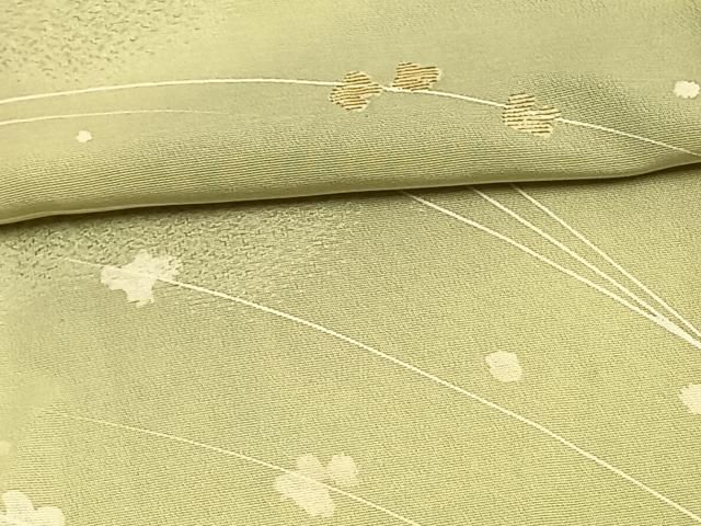 平和屋着物▽訪問着 単衣 草花文 暈し染め 金糸 正絹 逸品 未使用