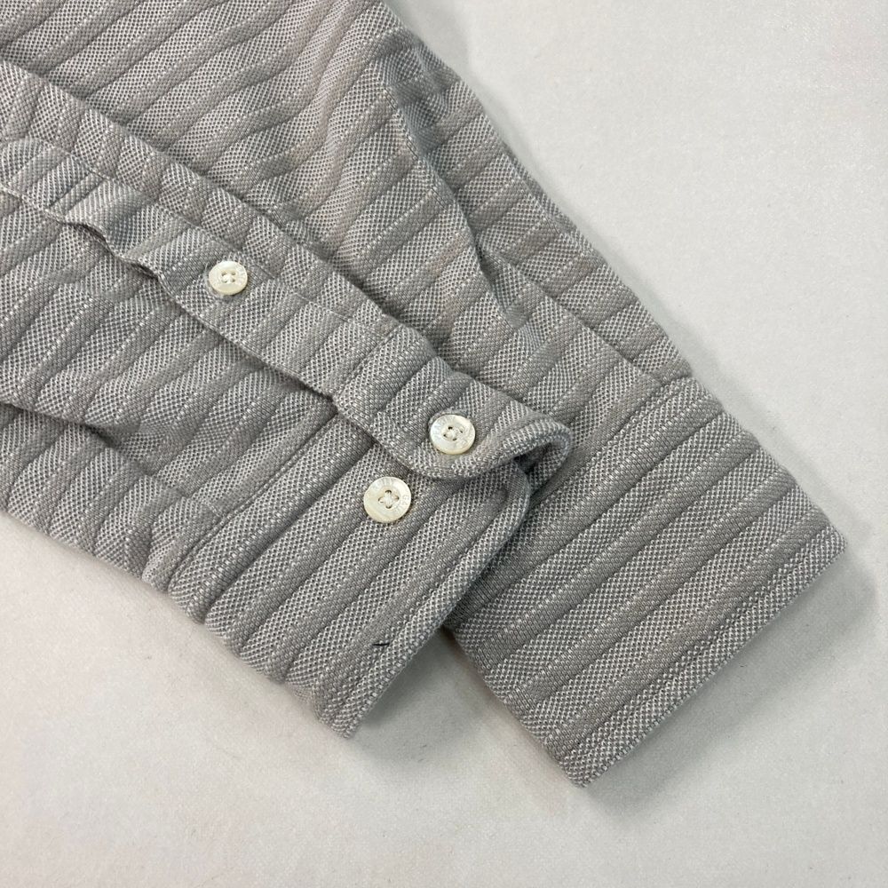 創造 サイズ 4 PEARLY GATES パーリーゲイツ 長袖ポロシャツ ボタンダウン ボーダー柄 グレー系 240101486537 ゴルフウェア メンズ ストスト 再出品