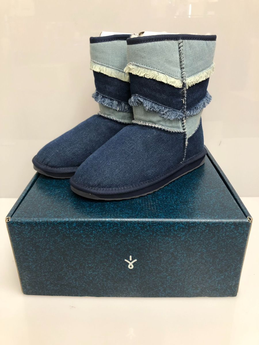 EMU エミュー リアルムートンレザー ショート ブーツ 24 W11617 LUNAWANNA デニム生地 羊毛革 シープスキン ugg ウィンターブーツ S-237