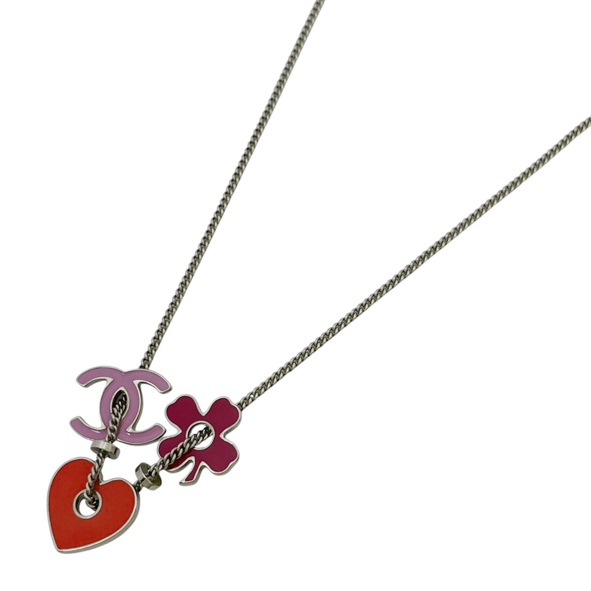 CHANEL シャネル ココマーク ハート クローバー ネックレス シルバー
