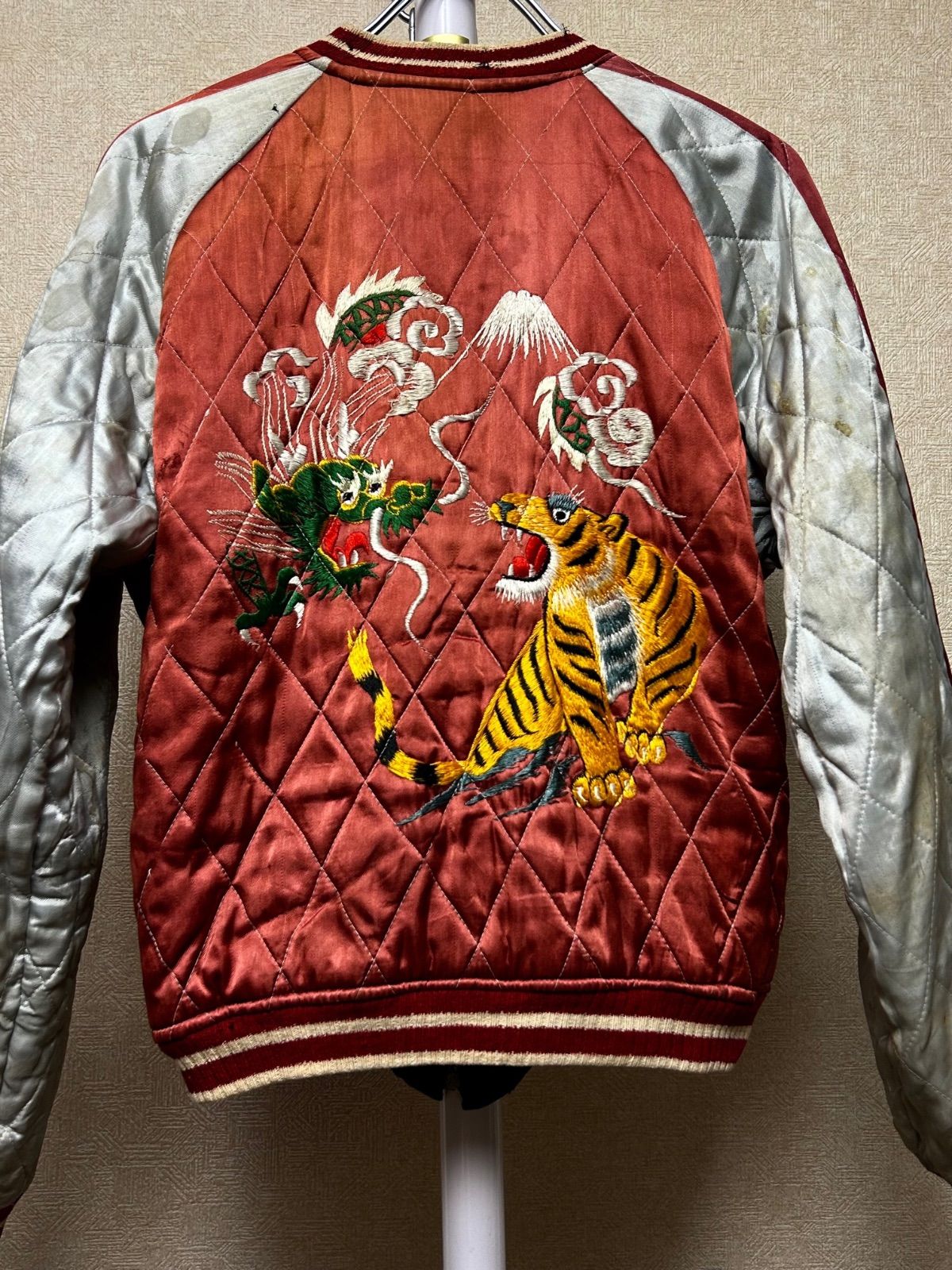 希少 ヴィンテージ スカジャン 別珍 虎 鷹 AIR FORCE 刺繍