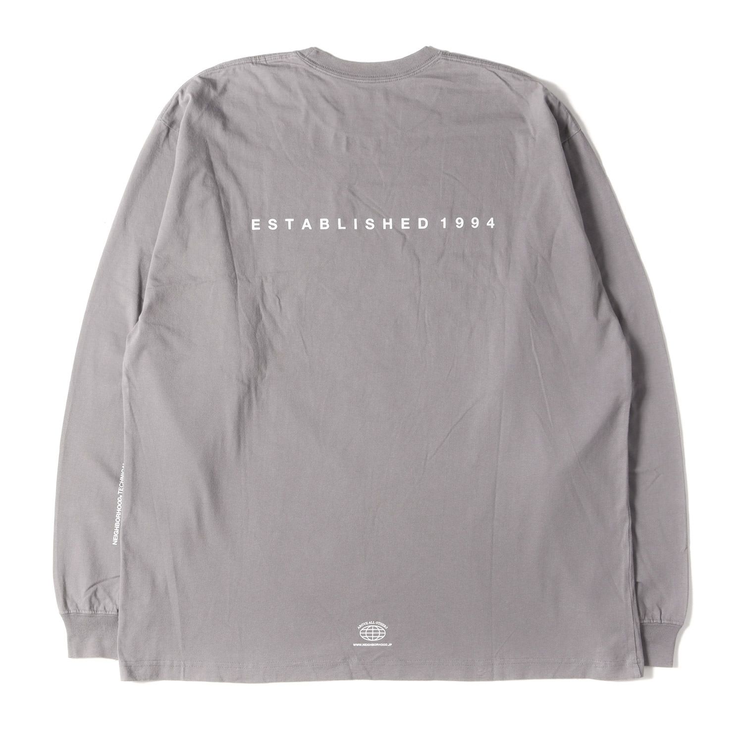 NEIGHBORHOOD ロングスリーブカットソー グレー ロゴ NEIGHBORHOOD