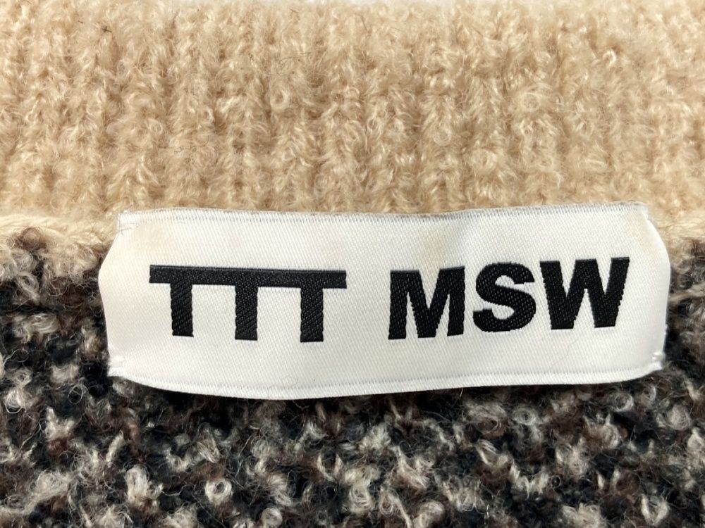 ティーモダンストリートウエア TTT MSW 21AW LEOPARD KNIT CARDIGAN ニット アクリル ウール ナイロン フロントボタン TTT-2021AW-KT08 カーディガン ヒョウ柄・レオパード柄 ベージュ Mサイズ 104MT-567