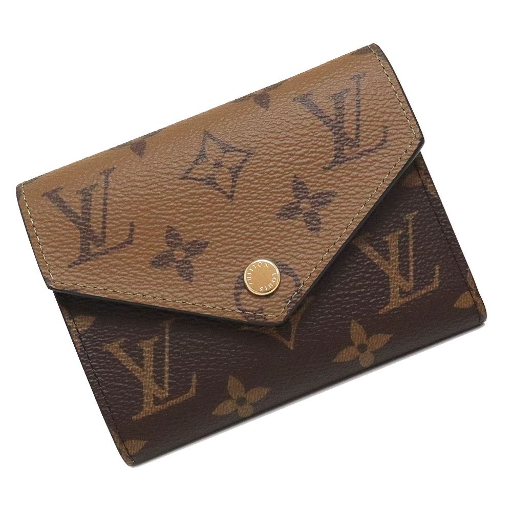 ルイ ヴィトン ポルトフォイユ ヴィクトリーヌ 三つ折り財布 モノグラムリバース ブラウン ゴールド金具 M81557 LOUIS VUITTON ♥品