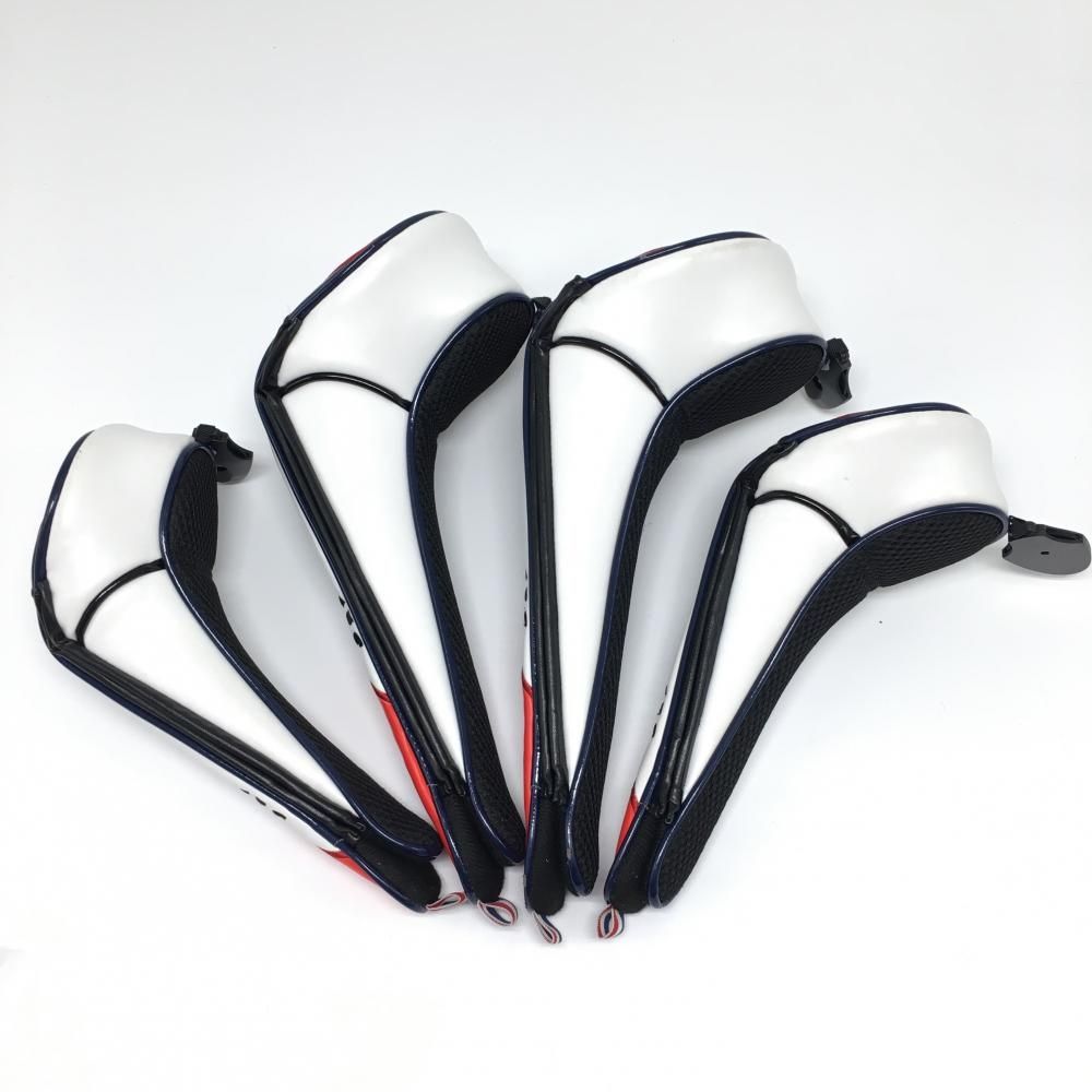 美品】ルコック ヘッドカバー4点セット（FW×2 UT×2）白×黒 ロゴ 
