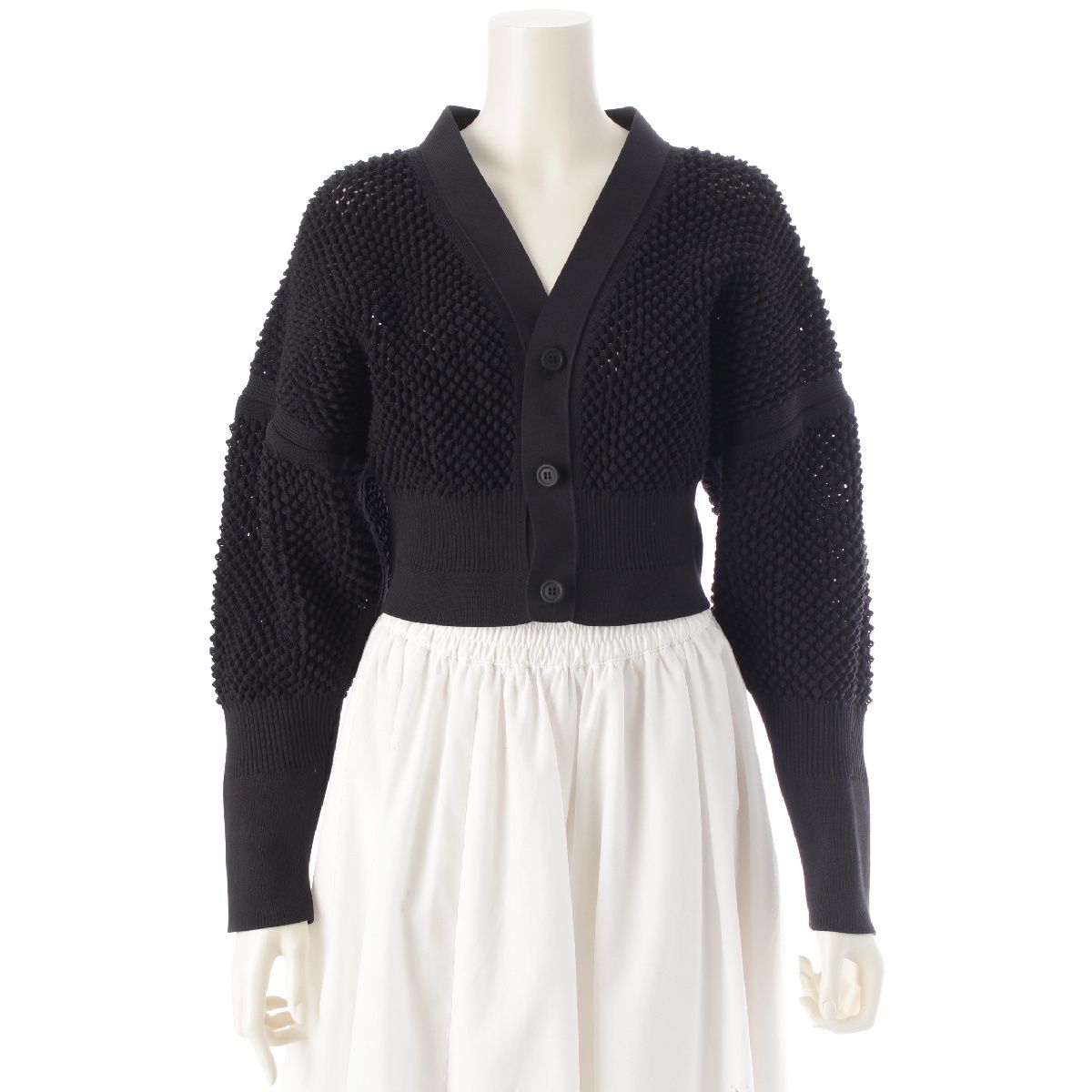シーエフシーエル LATTICE CROPPED CARDIGAN クロップド ジャケット カーディガン CF009KE002 ブラック F【中古】 シーエフシーエル LATTICE CROPPED CARDIGAN クロップド