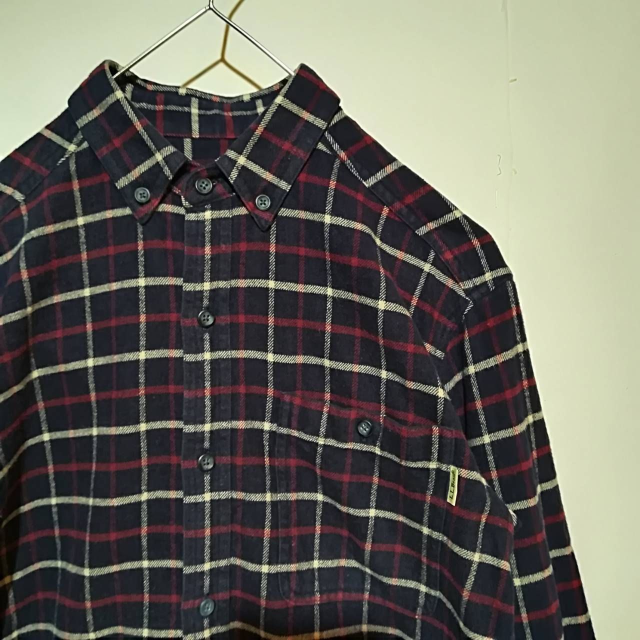 1/8値下げしましたL.L.Bean シャツ チェック ボタンダウン M ネイビー アウトドア WN0151