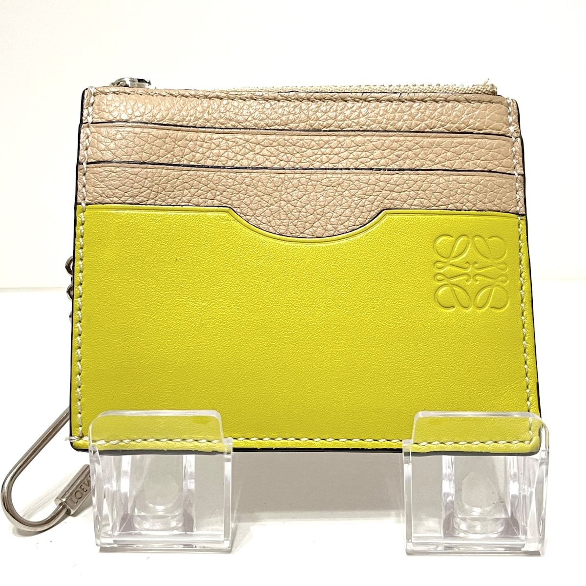 LOEWE コインケース スクエア コインカードホルダー ベージュ×イエロー LOEWE コインケース スクエア コインカードホルダー ベージュ