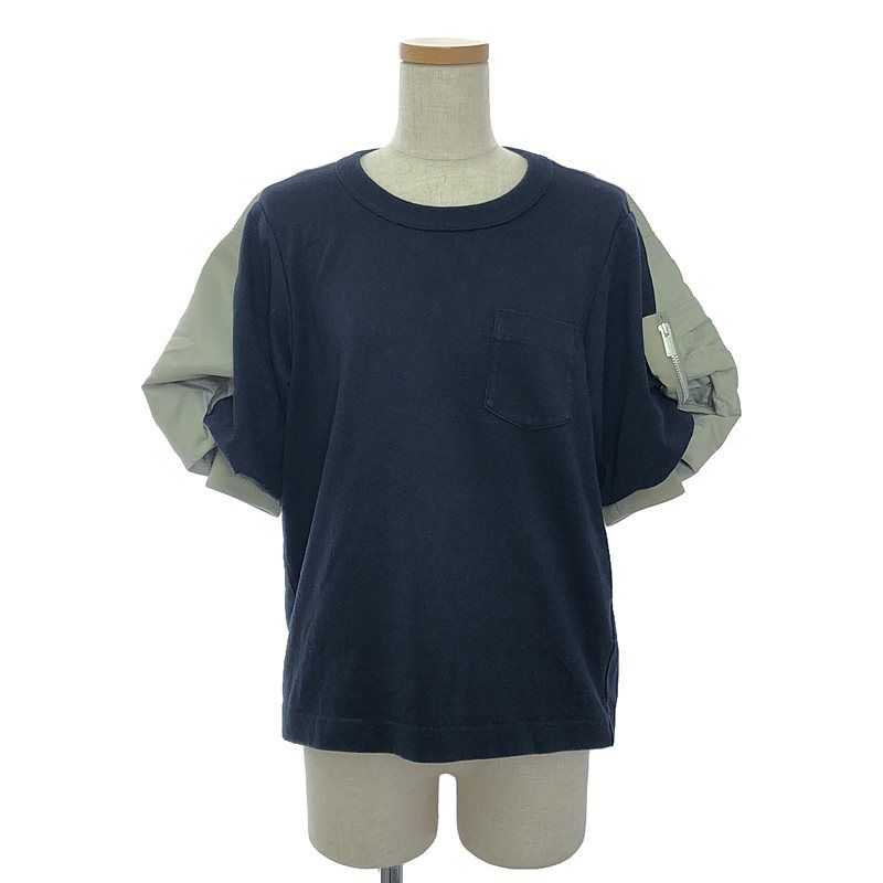 sacai / サカイ 異素材ドッキングボリュームスリーブ ブラウス | 1 | sacai / サカイ | 異素材 ドッキング ミリタリー ボリュームスリーブ