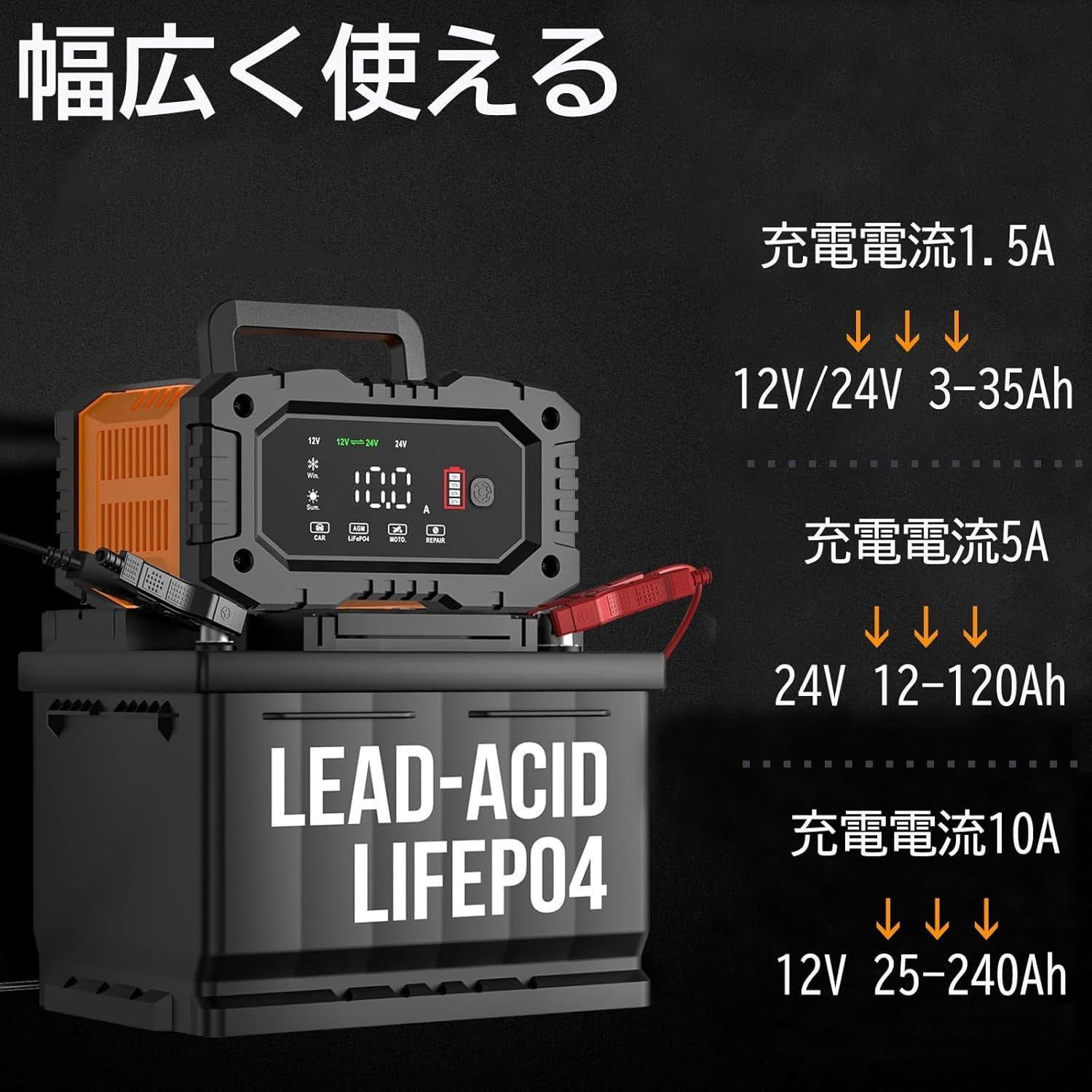 1.5A|5A|10A充電電流
