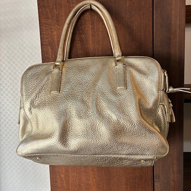 【美品】TORY BURCH ハンドバッグ レザー アイボリー タッセル シボ革 Brandol / TORY BURCH トリーバーチ ショルダーバッグ 2way