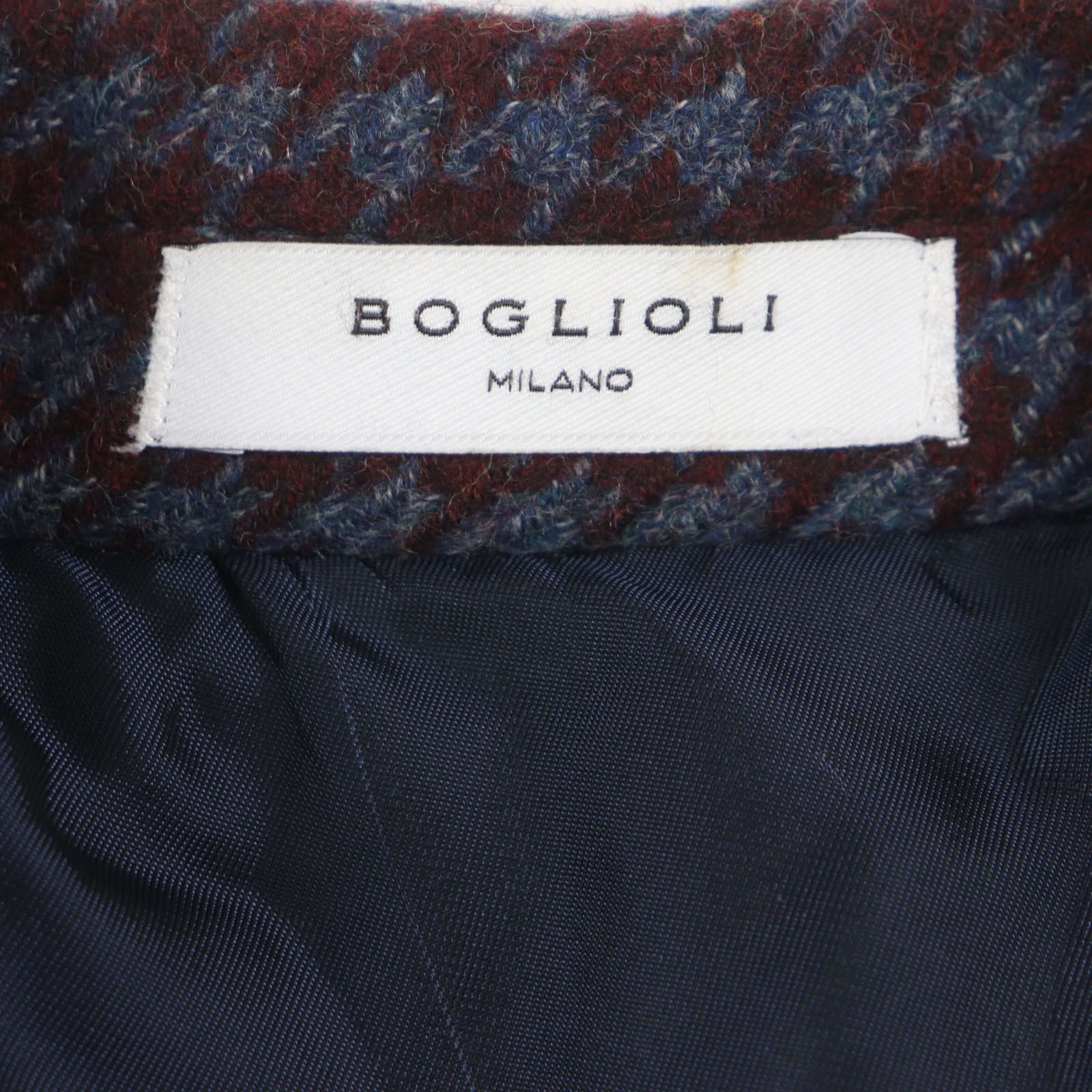 極美品▽BOGLIOLI ボリオリ C3401P ウール100% 千鳥格子 シングル