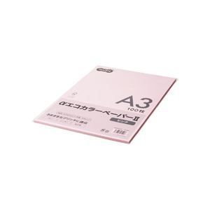 (まとめ) TANOSEE αエコカラーペーパーII A3 ピンク 少枚数パック