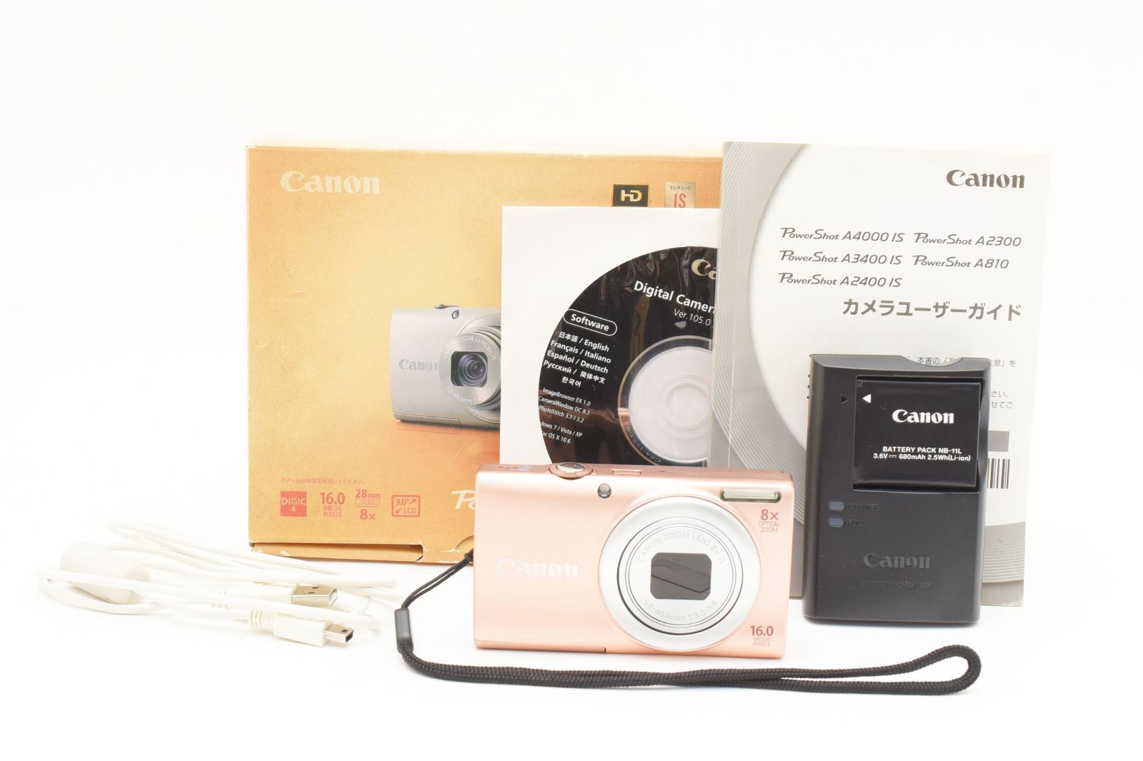 完動美品] Canon PowerShot A4000 IS ピンク キャノン 箱付き パワー 