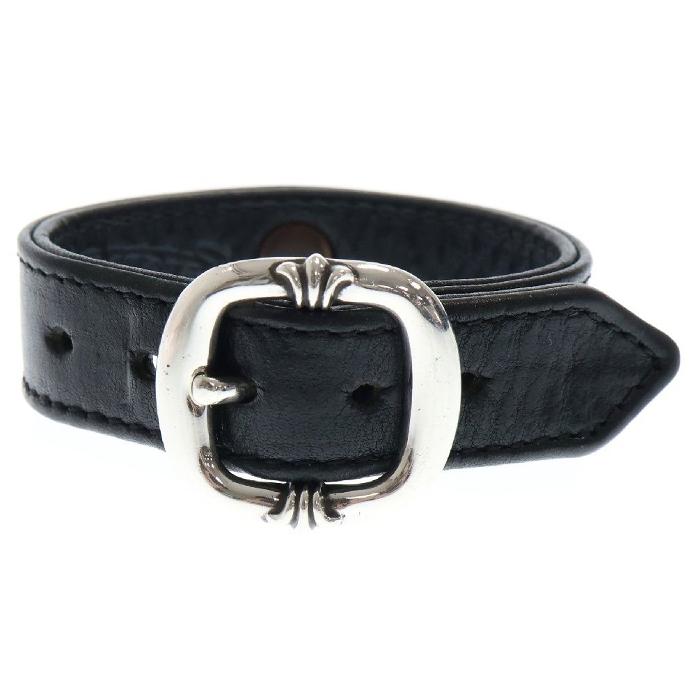 CHROME HEARTS クロムハーツ GUNSLINGER ガンスリンガー クロスボール レザーブレスレット ブラック|シルバー BCA146