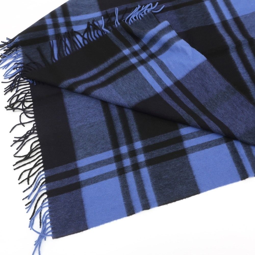 中古】ジョシュアエリス Joshua Ellis カシミヤ チェック 大判マフラー  