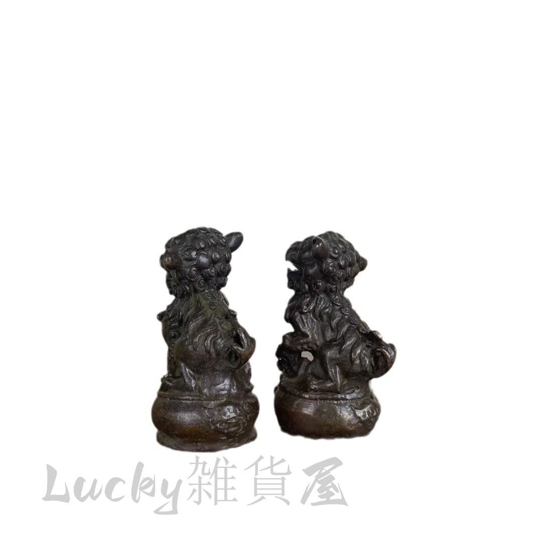 カ*て様 香港HSBC銀行 風水　ブロンズライオン像 2体セット非売品　獅子　箱 ctcols_778lion