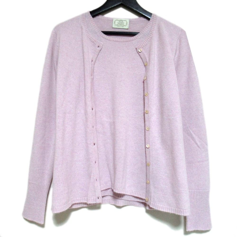 美品 AGNONA アニオナ ホワイトカシミヤ カーディガン+半袖ニット