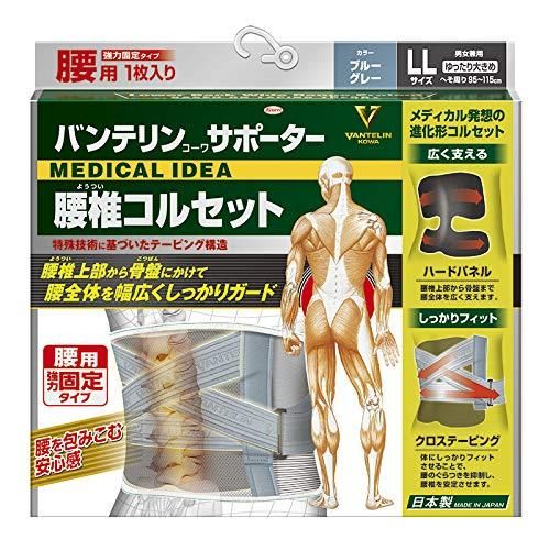 2営業日で発送 興和 バンテリンサポーター 腰椎コルセット ブルーグレー ゆったり大きめサイズ 胴囲 へそ周り 95～115cm