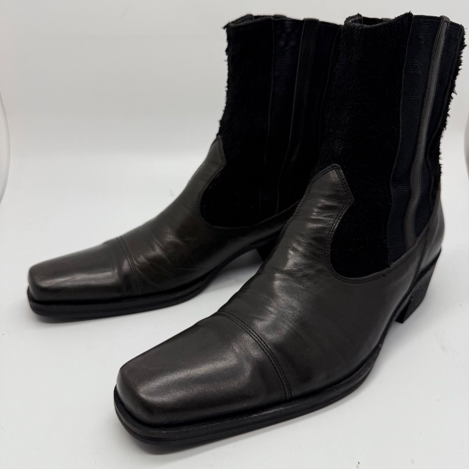 TORNADO MART 00s y2k sidegore heel boots TFS-4507 トルネードマート 初期 サイドゴア ヒール ブーツ ブラック 切替 グランジ 平成 お兄系 マルイ系