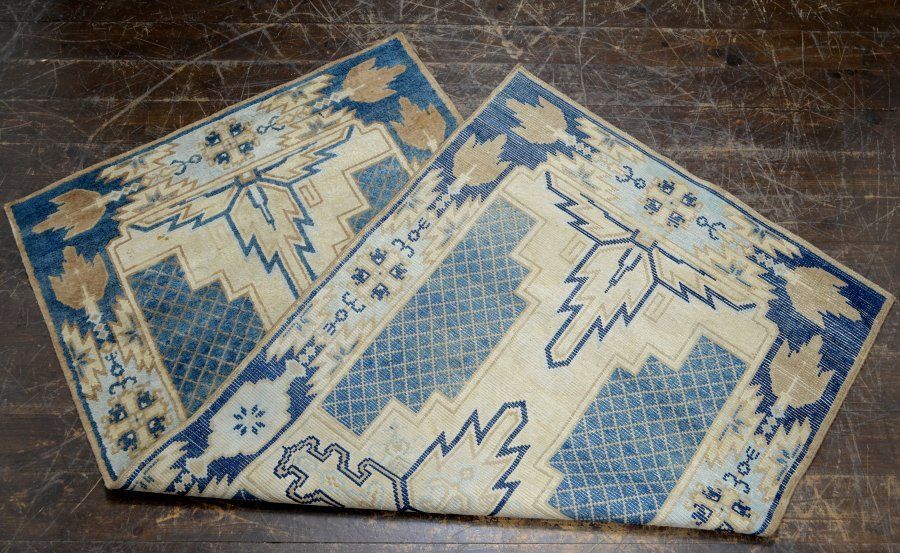 蔵A4876g 古い緞通 段通 敷物 絨毯 木綿 堺赤穂鍋島 MARWIL-DEMENAGEMENTS_CH